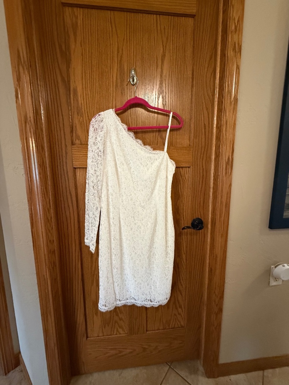 NWT Adrianna Papell Ivory Lace One Shoulder Dress Size 16